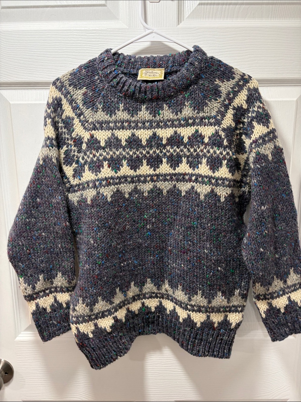 VTG Gaeltarra Wool Fair Isle Pullover Sweater Loomed in County Mayo Ireland 36"